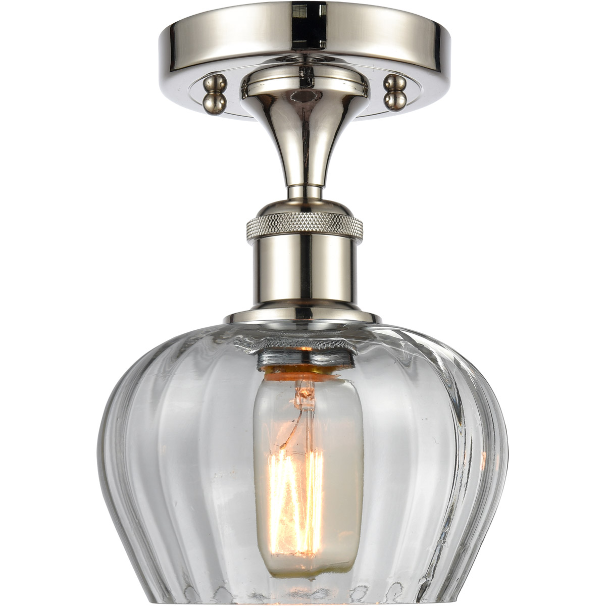 Innovations Lighting 516-1C-PN-G92-LED Ballston Fenton LED 7 inch Polished Nickel Semi-Flush Mount Ceiling Light in Clear Glass, Ballston