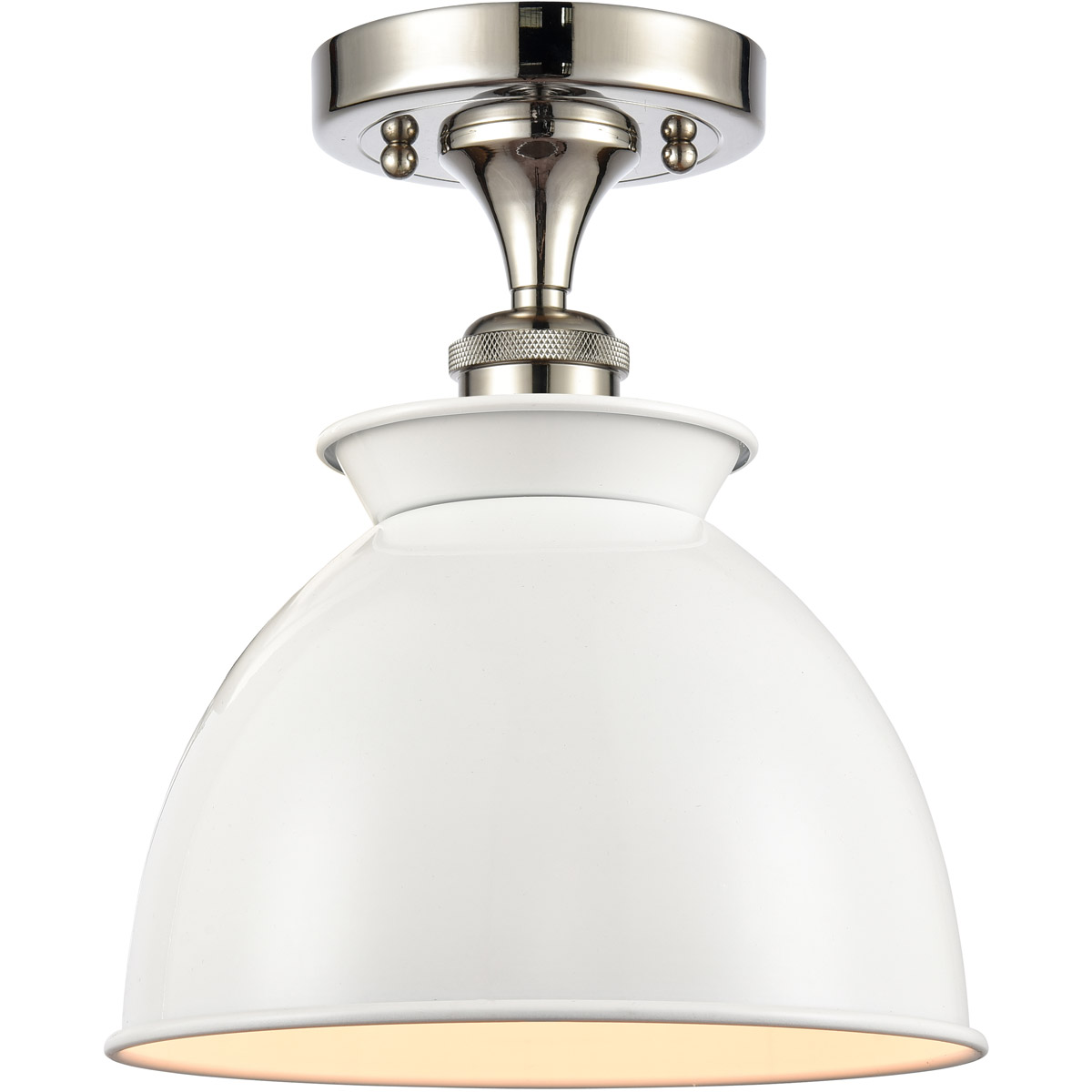 Innovations Lighting 516-1C-PN-M14-W Ballston Adirondack 1 Light 9 inch Polished Nickel Semi-Flush Mount Ceiling Light in Incandescent, Glossy White,