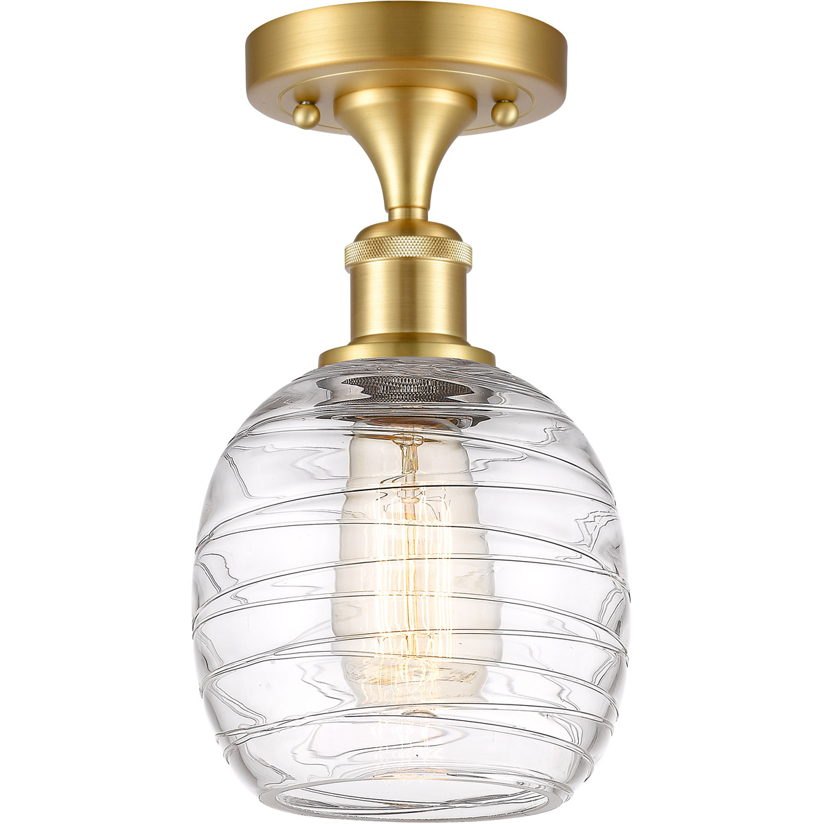 Innovations Lighting 516-1C-SG-G1013 Ballston Belfast 1 Light 6 inch Satin Gold Semi-Flush Mount Ceiling Light