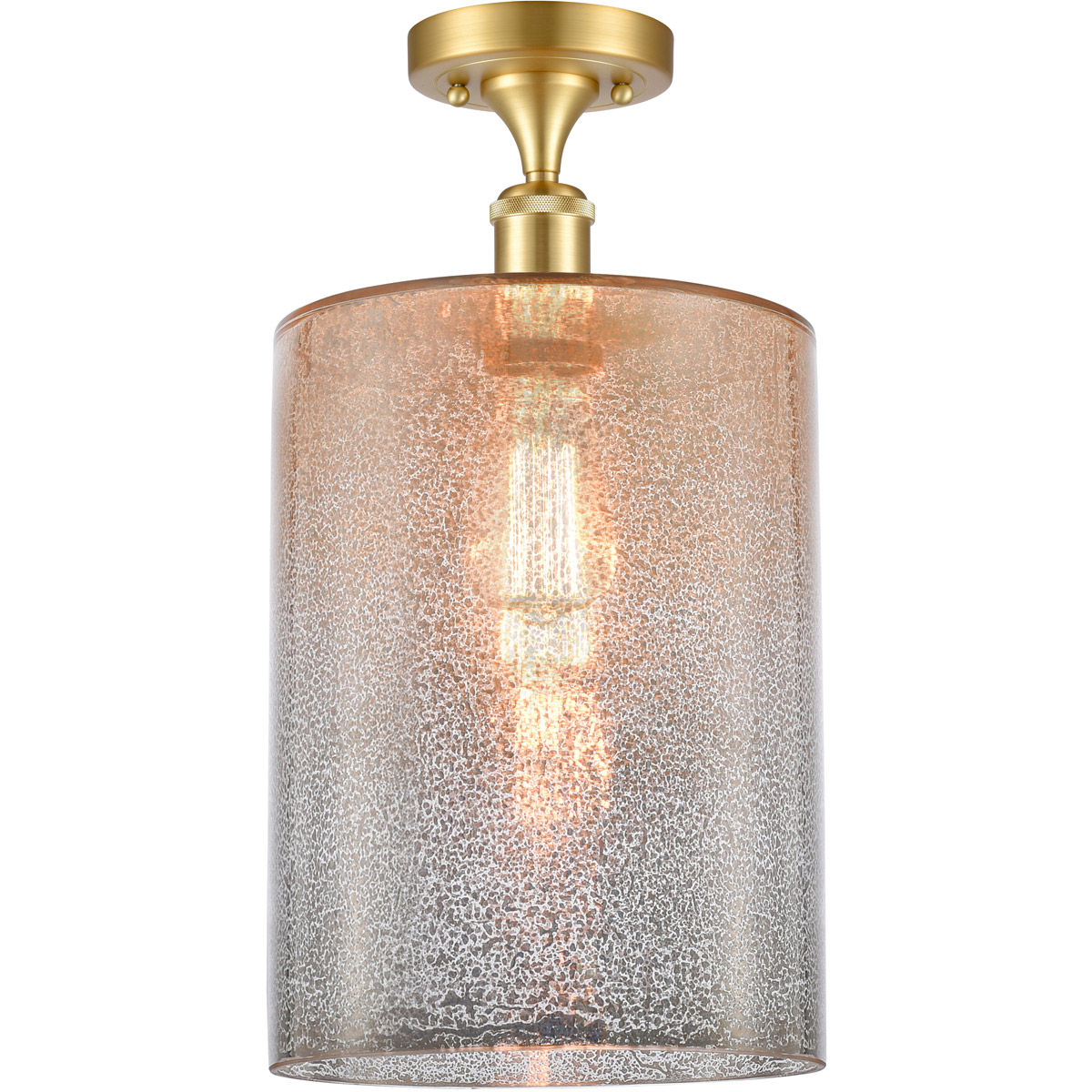 Innovations Lighting 516-1C-SG-G116-L Ballston Large Cobbleskill 1 Light 9 inch Satin Gold Semi-Flush Mount Ceiling Light in Mercury Glass, Ballston