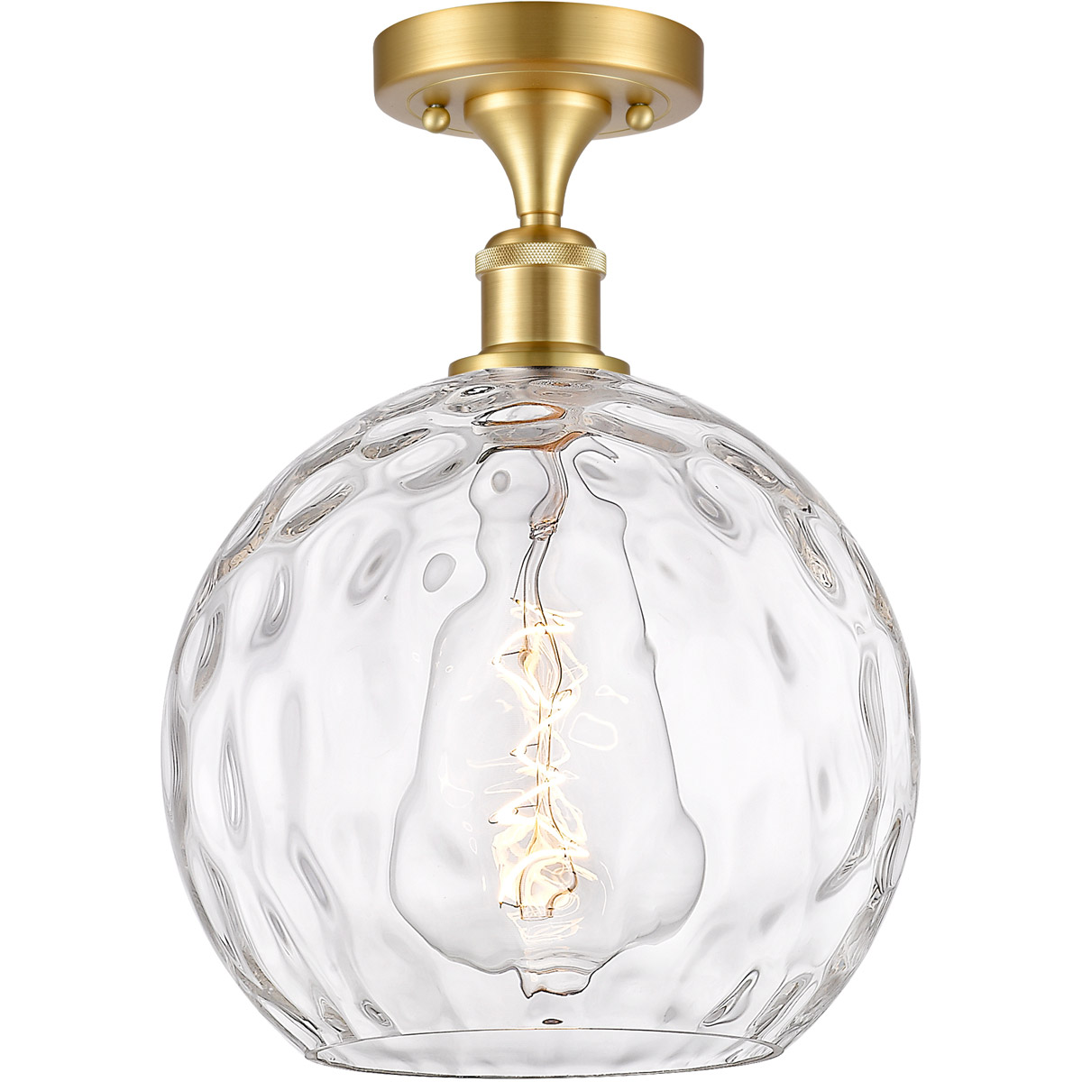 Innovations Lighting 516-1C-SG-G1215-10-LED Ballston Athens Water Glass LED 10 inch Satin Gold Semi-Flush Mount Ceiling Light