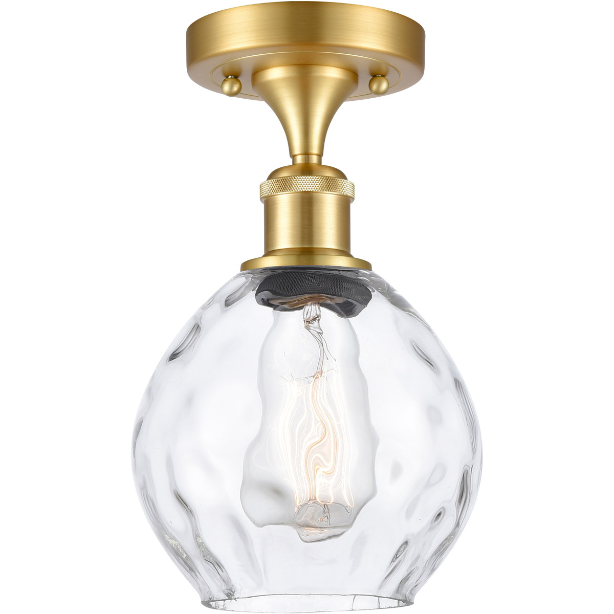 Innovations Lighting 516-1C-SG-G362-LED Ballston Small Waverly LED 6 inch Satin Gold Semi-Flush Mount Ceiling Light, Ballston