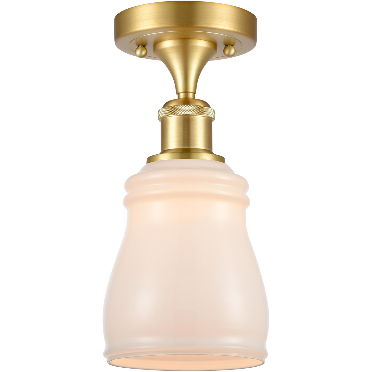 Innovations Lighting 516-1C-SG-G391 Ballston Ellery 1 Light 5 inch Satin Gold Semi-Flush Mount Ceiling Light in White Glass, Ballston
