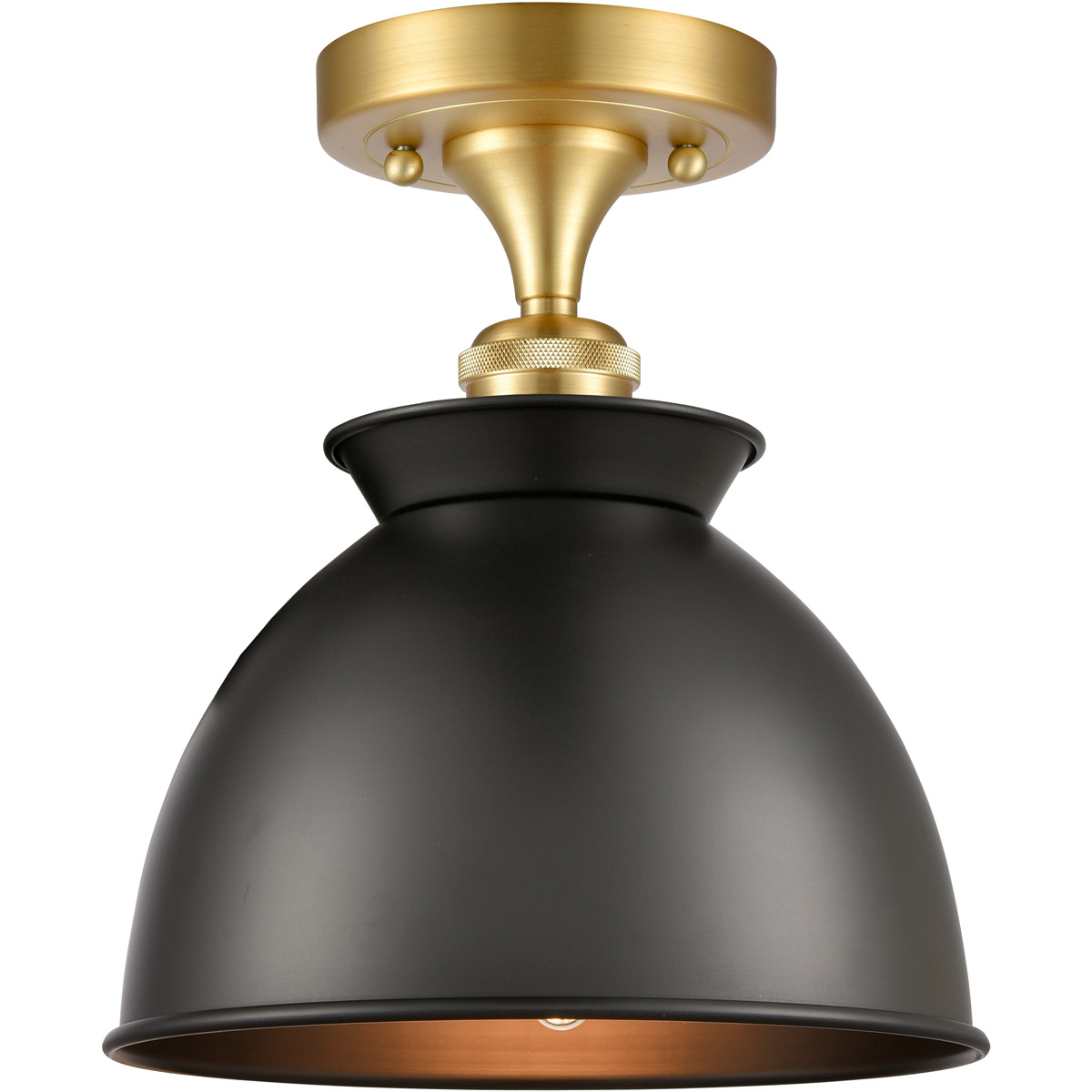Innovations Lighting 516-1C-SG-M14-BK Ballston Adirondack 1 Light 9 inch Satin Gold Semi-Flush Mount Ceiling Light in Incandescent, Matte Black, Balls
