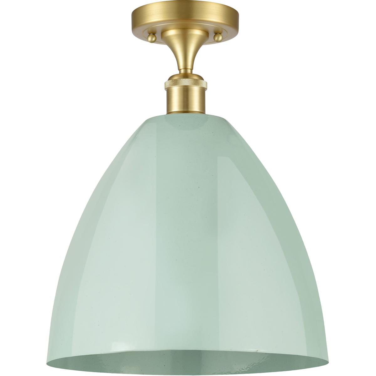 Innovations Lighting 516-1C-SG-MBD-12-SF-LED Ballston Plymouth Dome LED 12 inch Satin Gold Semi-Flush Mount Ceiling Light in Matte Seafoam