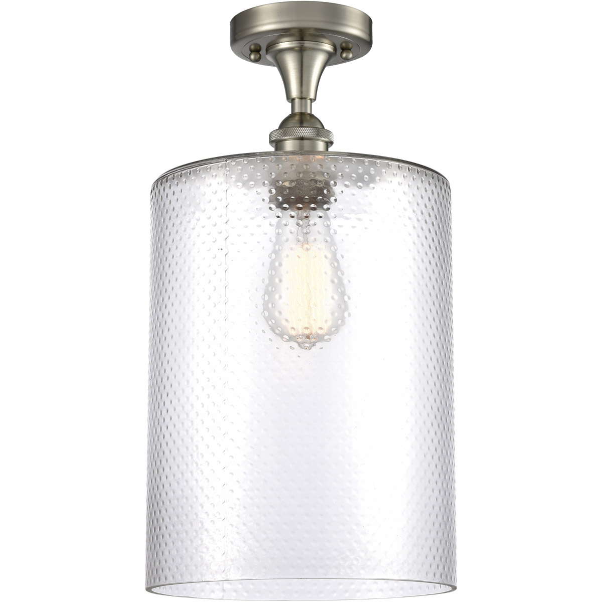 Innovations Lighting 516-1C-SN-G112-L Ballston Large Cobbleskill 1 Light 9 inch Brushed Satin Nickel Semi-Flush Mount Ceiling Light in Clear Glass, Ba