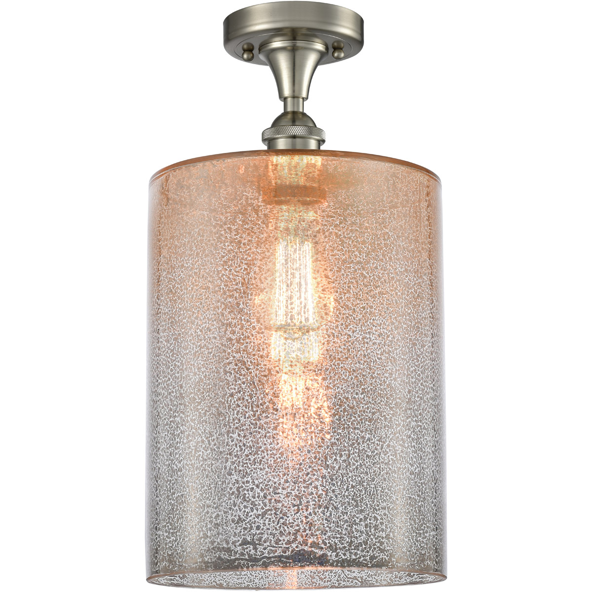 Innovations Lighting 516-1C-SN-G116-L Ballston Large Cobbleskill 1 Light 9 inch Brushed Satin Nickel Semi-Flush Mount Ceiling Light in Mercury Glass,