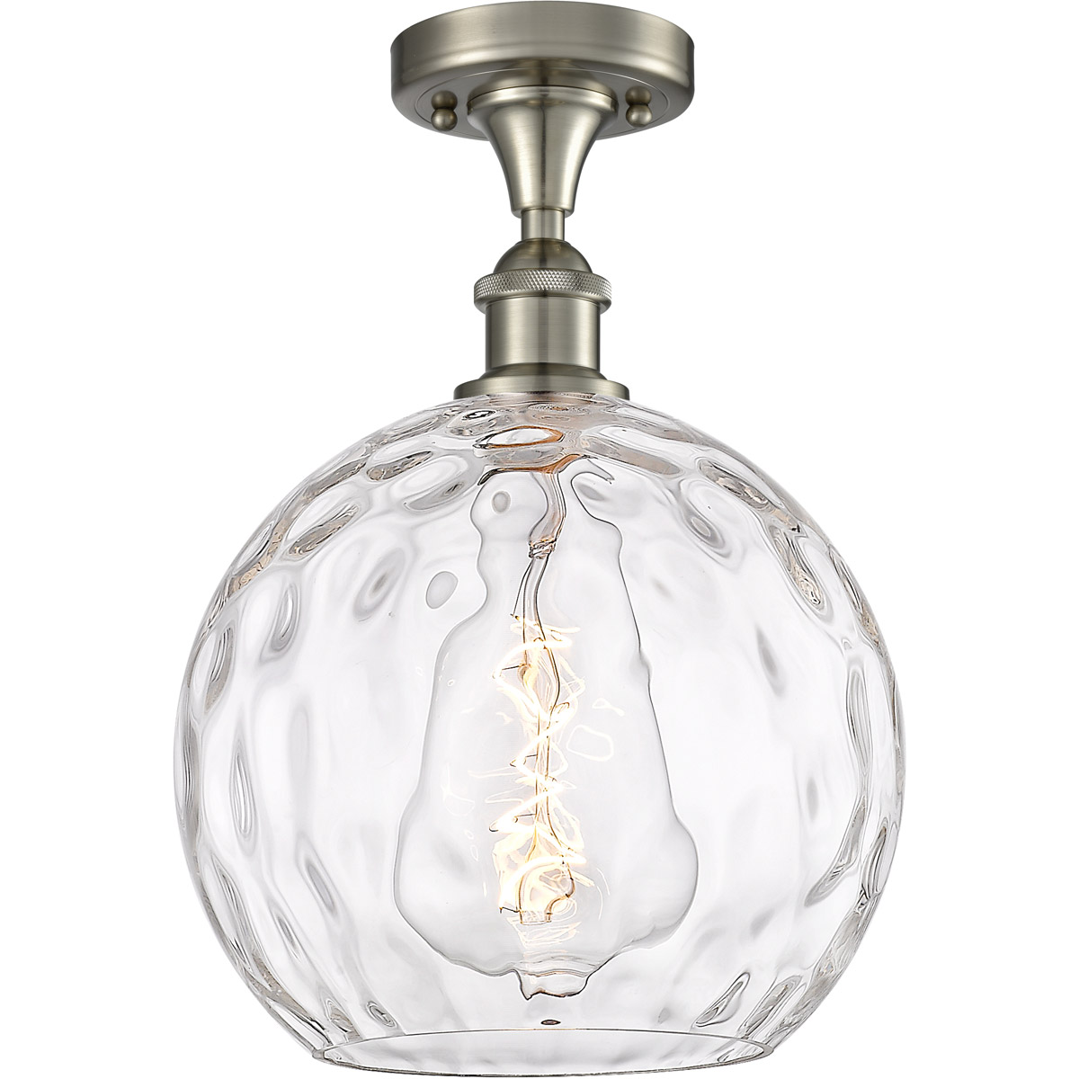 Innovations Lighting 516-1C-SN-G1215-10-LED Ballston Athens Water Glass LED 10 inch Brushed Satin Nickel Semi-Flush Mount Ceiling Light