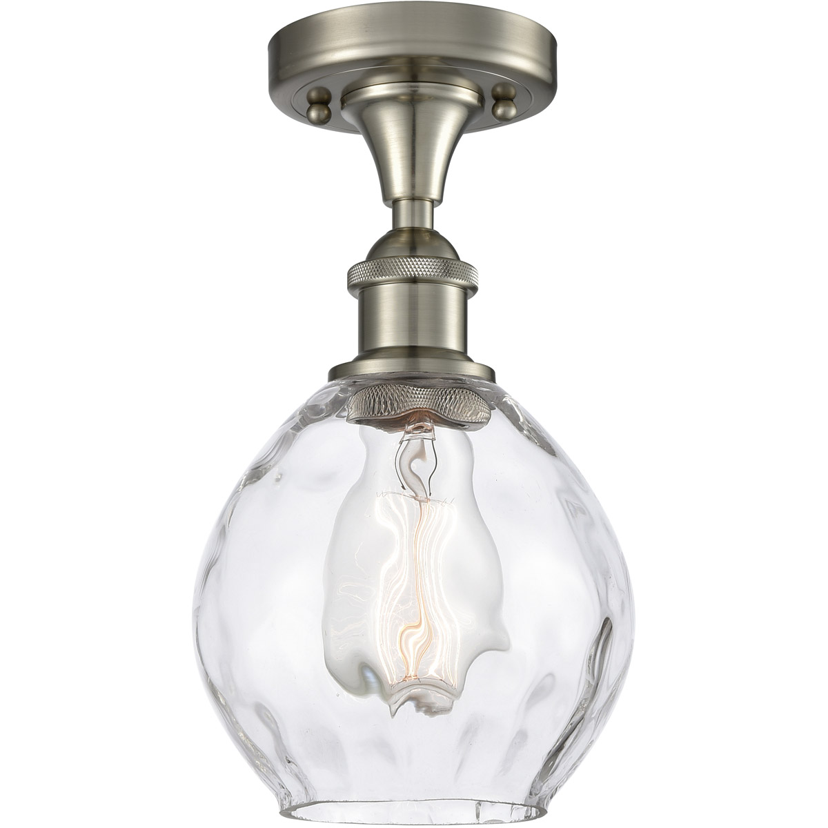 Innovations Lighting 516-1C-SN-G362-LED Ballston Small Waverly LED 6 inch Brushed Satin Nickel Semi-Flush Mount Ceiling Light, Ballston