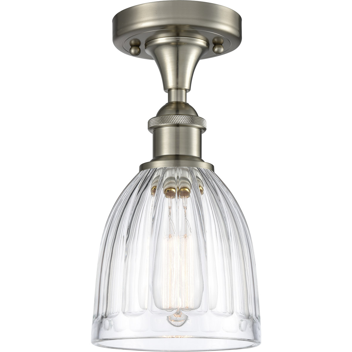 Innovations Lighting 516-1C-SN-G442 Ballston Brookfield 1 Light 6 inch Brushed Satin Nickel Semi-Flush Mount Ceiling Light in Clear Glass, Ballston
