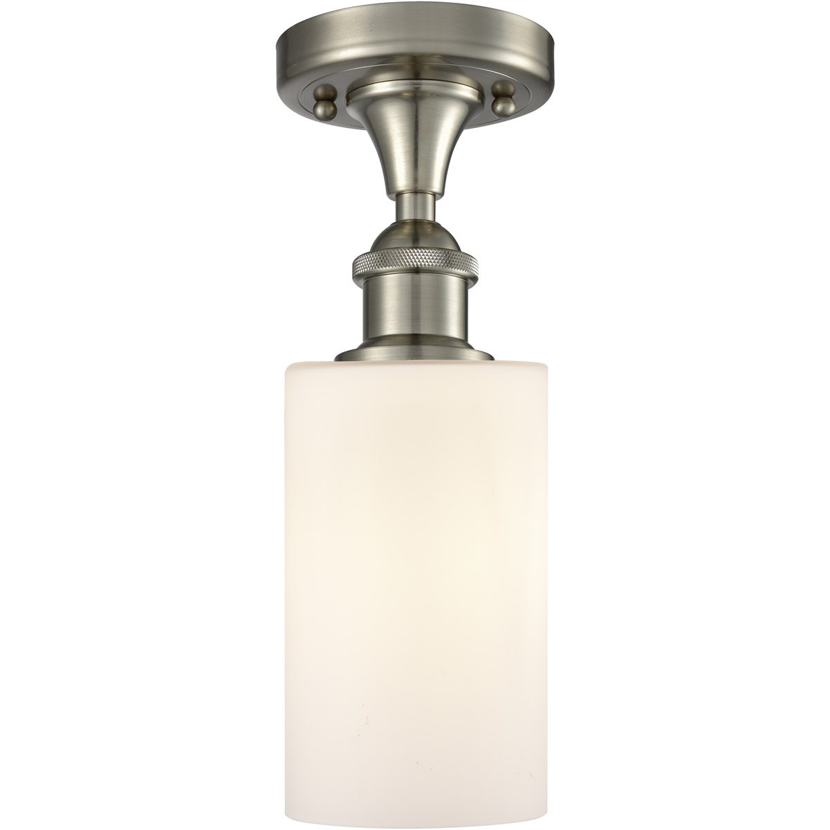 Innovations Lighting 516-1C-SN-G801 Ballston Clymer 1 Light 4 inch Brushed Satin Nickel Semi-Flush Mount Ceiling Light in Matte White Glass, Ballston
