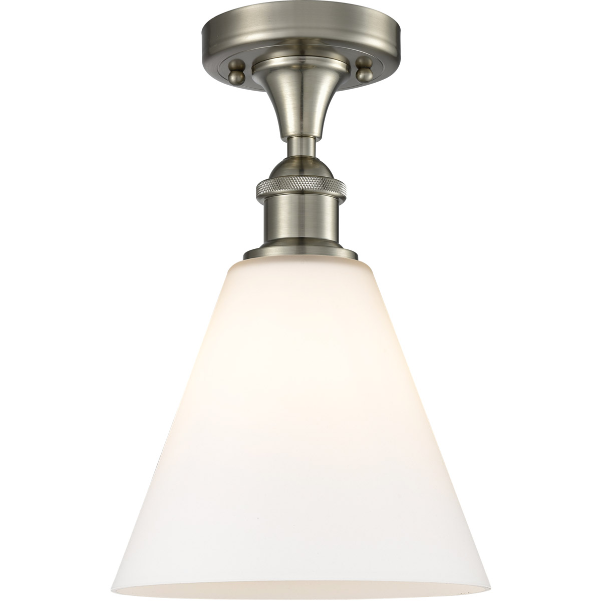 Innovations Lighting 516-1C-SN-GBC-81 Ballston Cone 1 Light 8 inch Brushed Satin Nickel Semi-Flush Mount Ceiling Light in Matte White Glass
