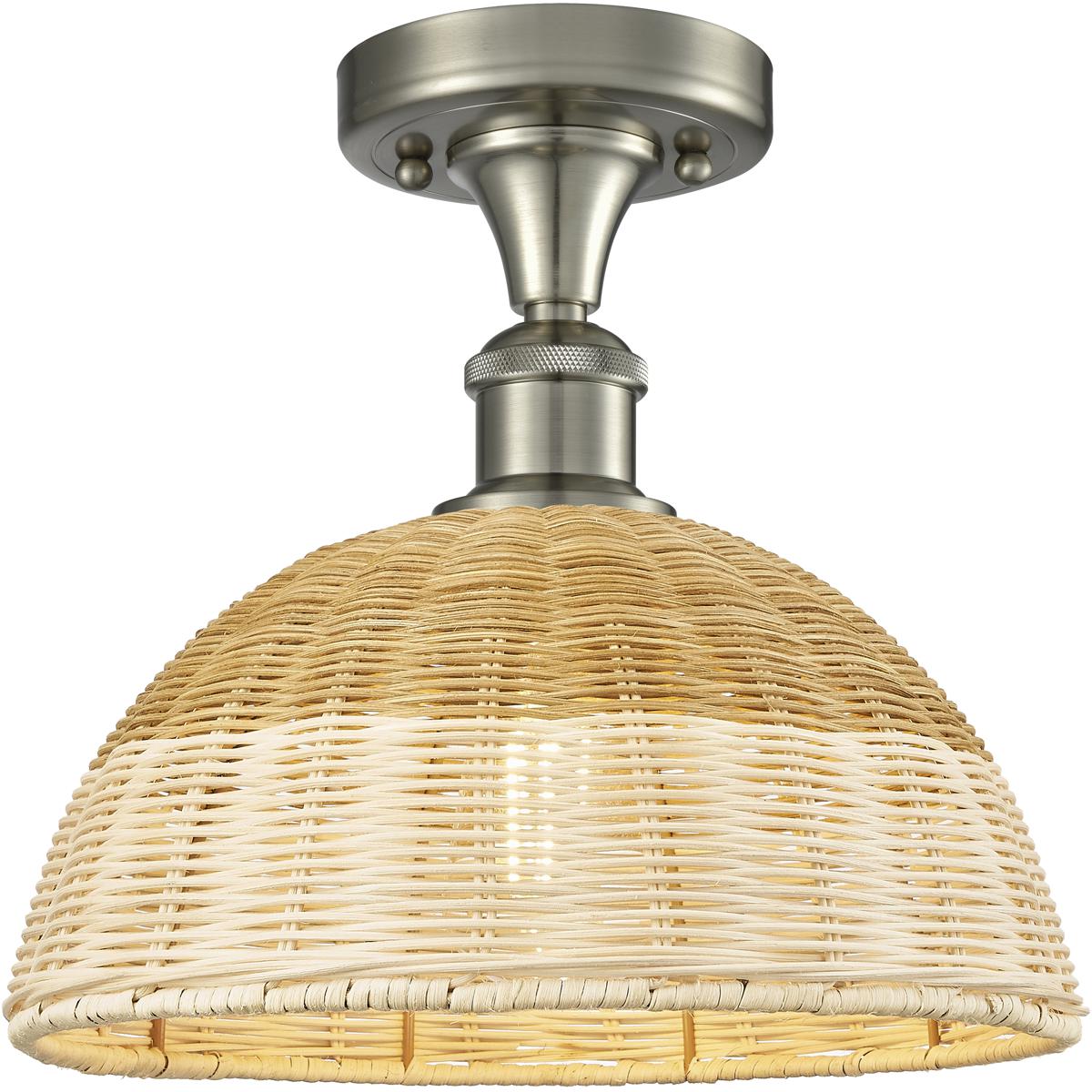 Innovations Lighting 516-1C-SN-NBD2-12-NAT Ballston Bristol Natural II 1 Light 11.75 inch Brushed Satin Nickel Semi-Flush Mount Ceiling Light
