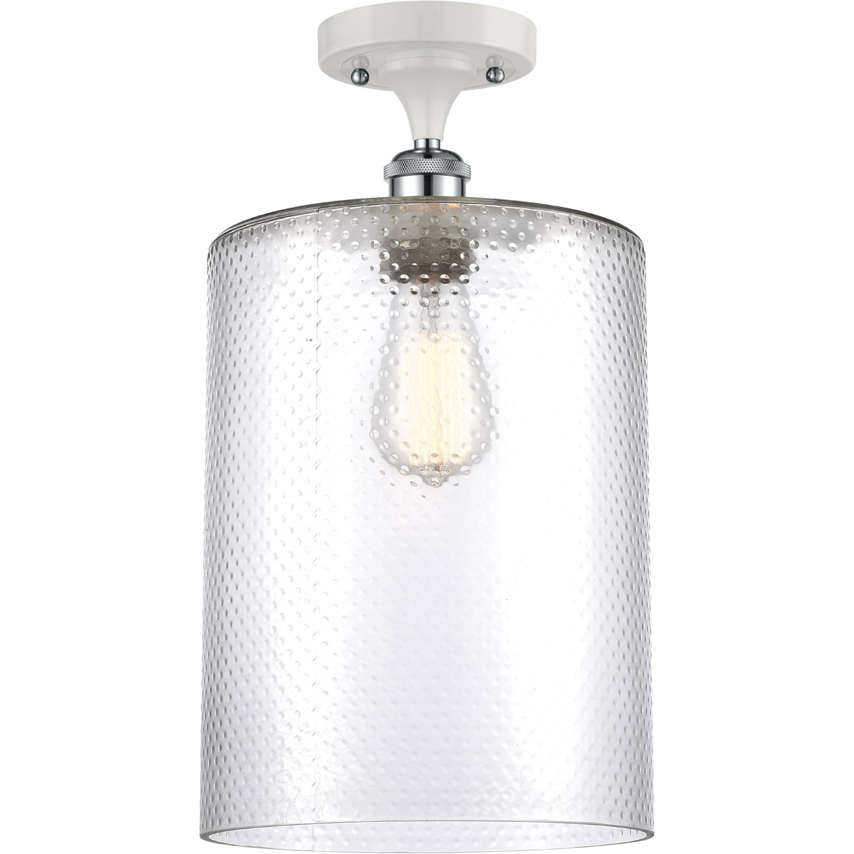 Innovations Lighting 516-1C-WPC-G112-L Ballston Large Cobbleskill 1 Light 9 inch White and Polished Chrome Semi-Flush Mount Ceiling Light in Clear Gla