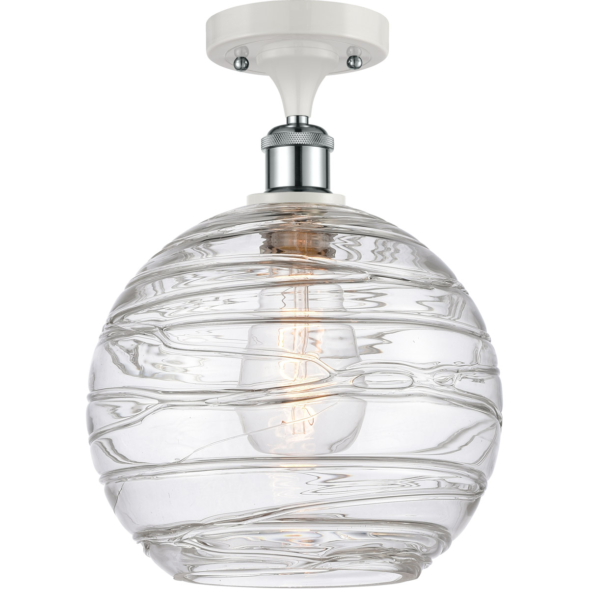 Innovations Lighting 516-1C-WPC-G1213-10 Ballston Large Deco Swirl 1 Light 10 inch White and Polished Chrome Semi-Flush Mount Ceiling Light, Ballston