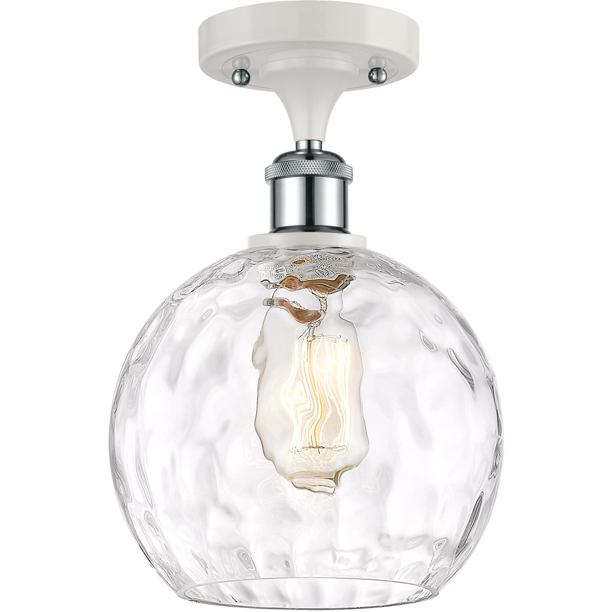 Innovations Lighting 516-1C-WPC-G1215-8-LED Ballston Athens Water Glass LED 8 inch White and Polished Chrome Semi-Flush Mount Ceiling Light