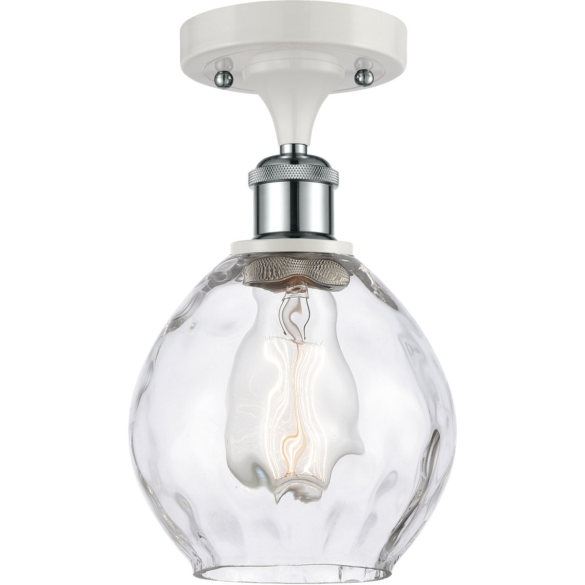 Innovations Lighting 516-1C-WPC-G362-LED Ballston Small Waverly LED 6 inch White and Polished Chrome Semi-Flush Mount Ceiling Light, Ballston