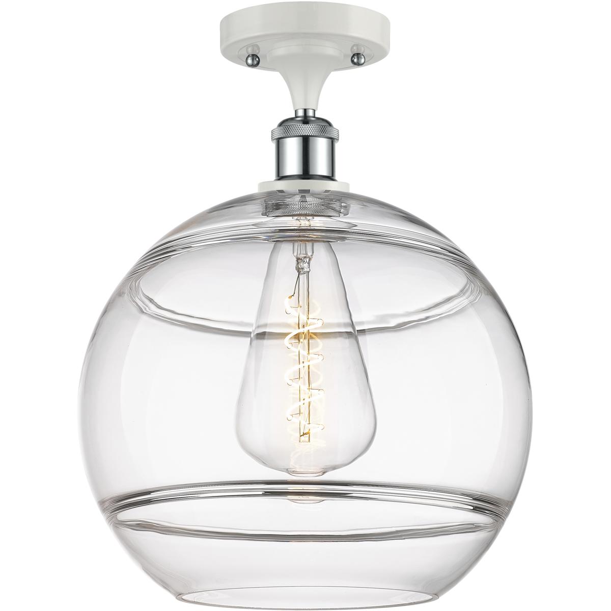 Innovations Lighting 516-1C-WPC-G556-12CL Ballston Rochester 1 Light 12 inch White Polished Chrome Semi-Flush Mount Ceiling Light