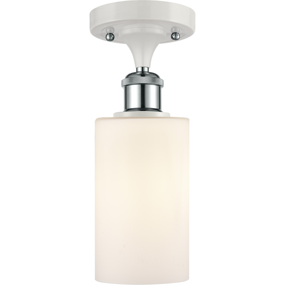 Innovations Lighting 516-1C-WPC-G801-LED Ballston Clymer LED 4 inch White and Polished Chrome Semi-Flush Mount Ceiling Light in Matte White Glass, Bal