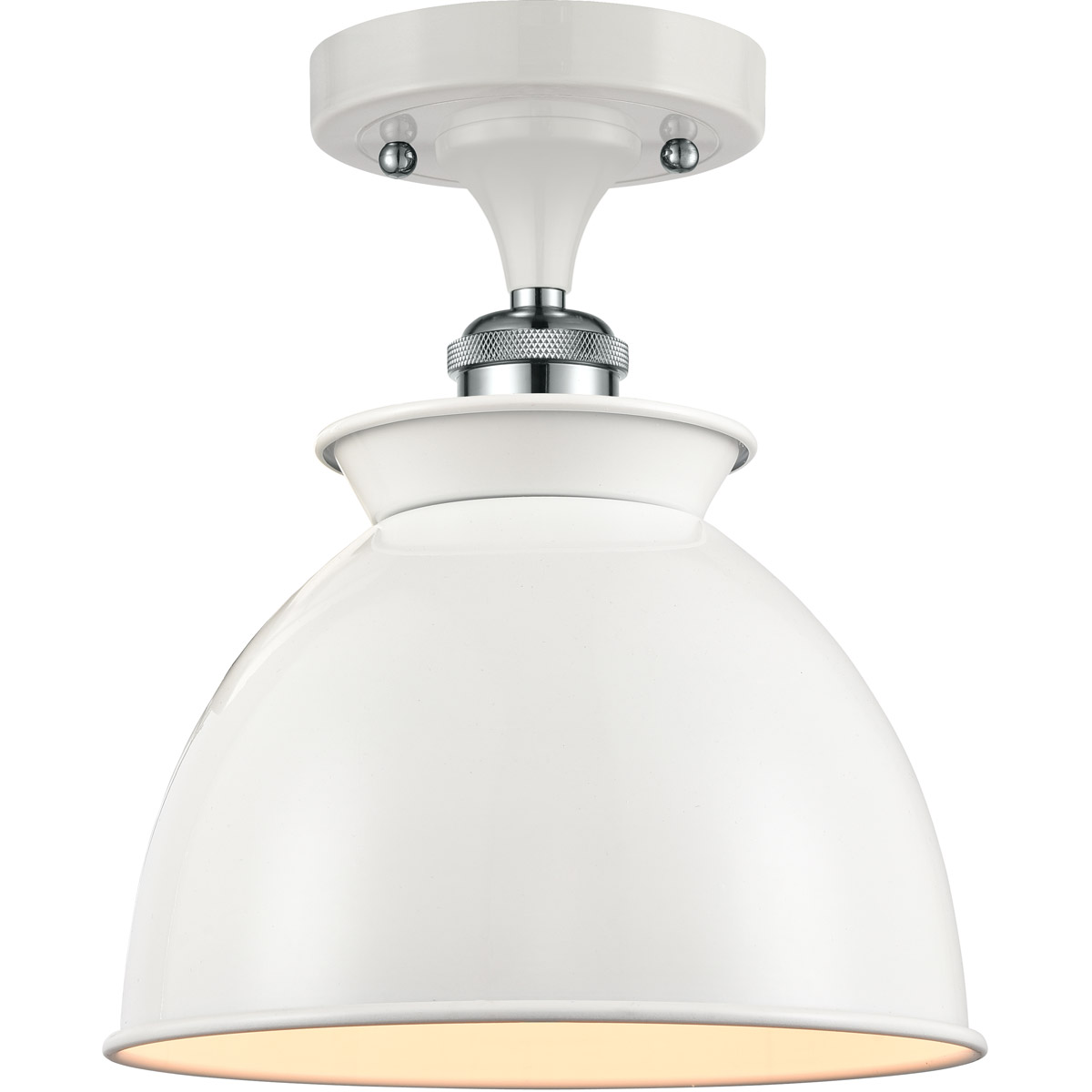 Innovations Lighting 516-1C-WPC-M14-W Ballston Adirondack 1 Light 9 inch White and Polished Chrome Semi-Flush Mount Ceiling Light in Incandescent, Glo