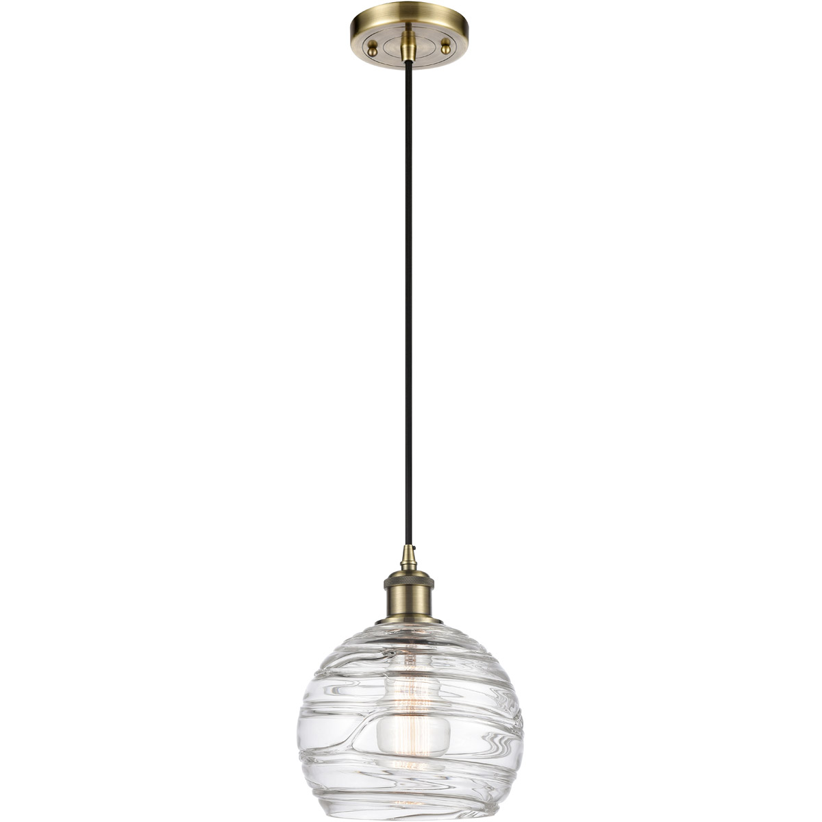 Innovations Lighting 516-1P-AB-G1213-8 Ballston Deco Swirl 1 Light 8 inch Antique Brass Mini Pendant Ceiling Light in Incandescent, Athens, Deco Swirl