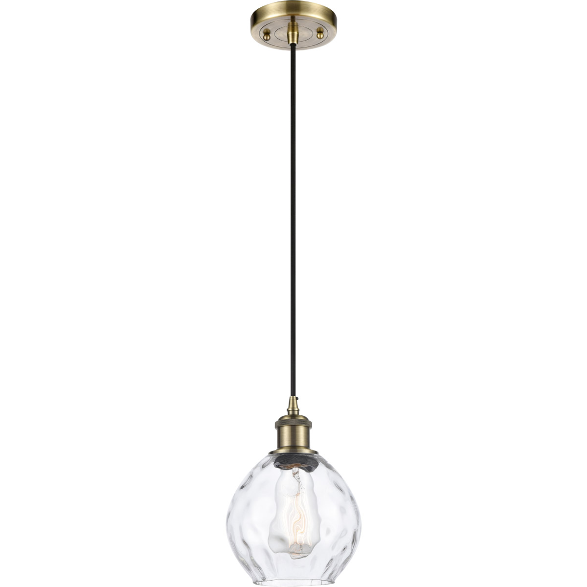 Innovations Lighting 516-1P-AB-G362-LED Ballston Small Waverly LED 6 inch Antique Brass Mini Pendant Ceiling Light in Black Textured, Ballston