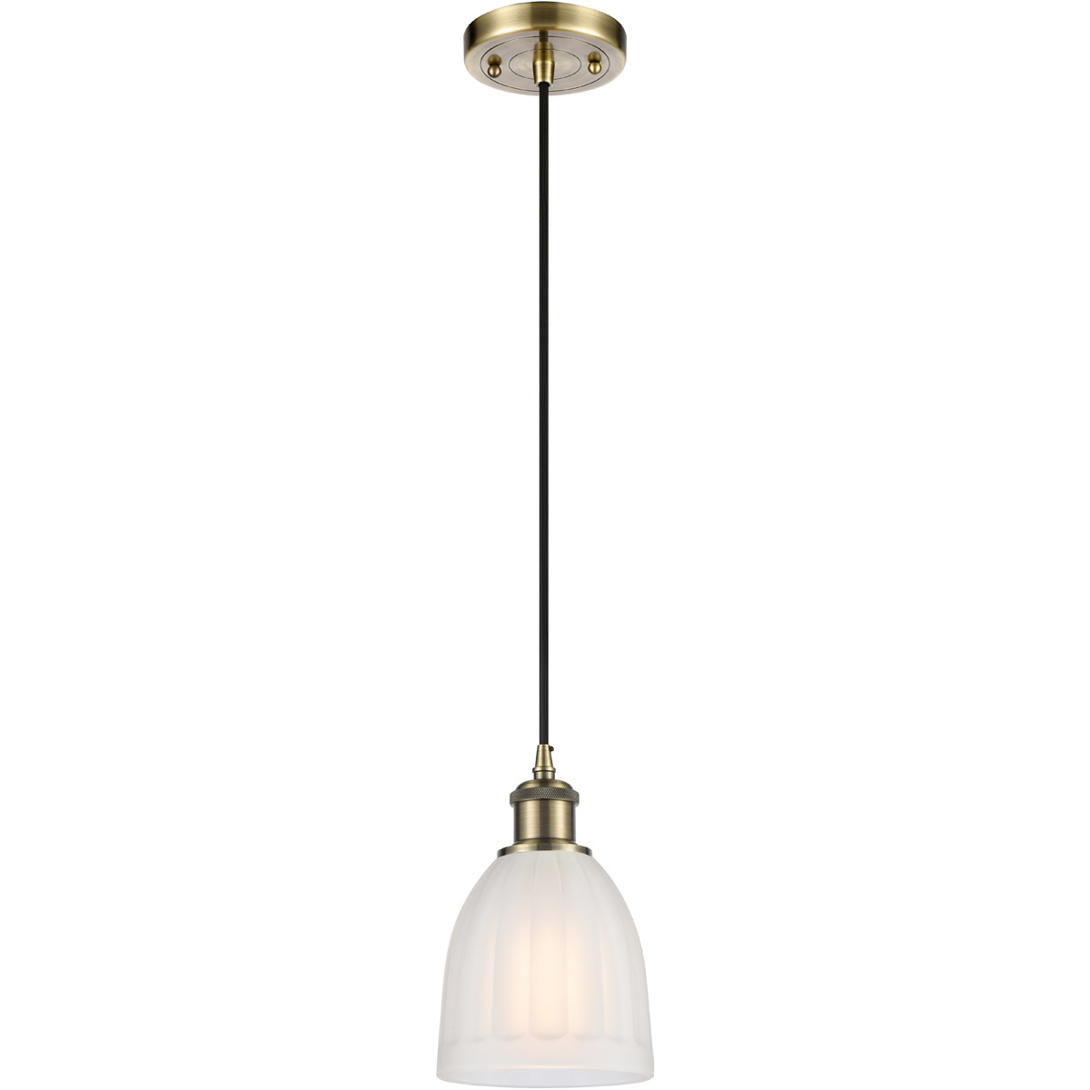 Innovations Lighting 516-1P-AB-G441-LED Ballston Brookfield LED 5.75 inch Antique Brass Mini Pendant Ceiling Light in White Glass, Black Textured, Bal