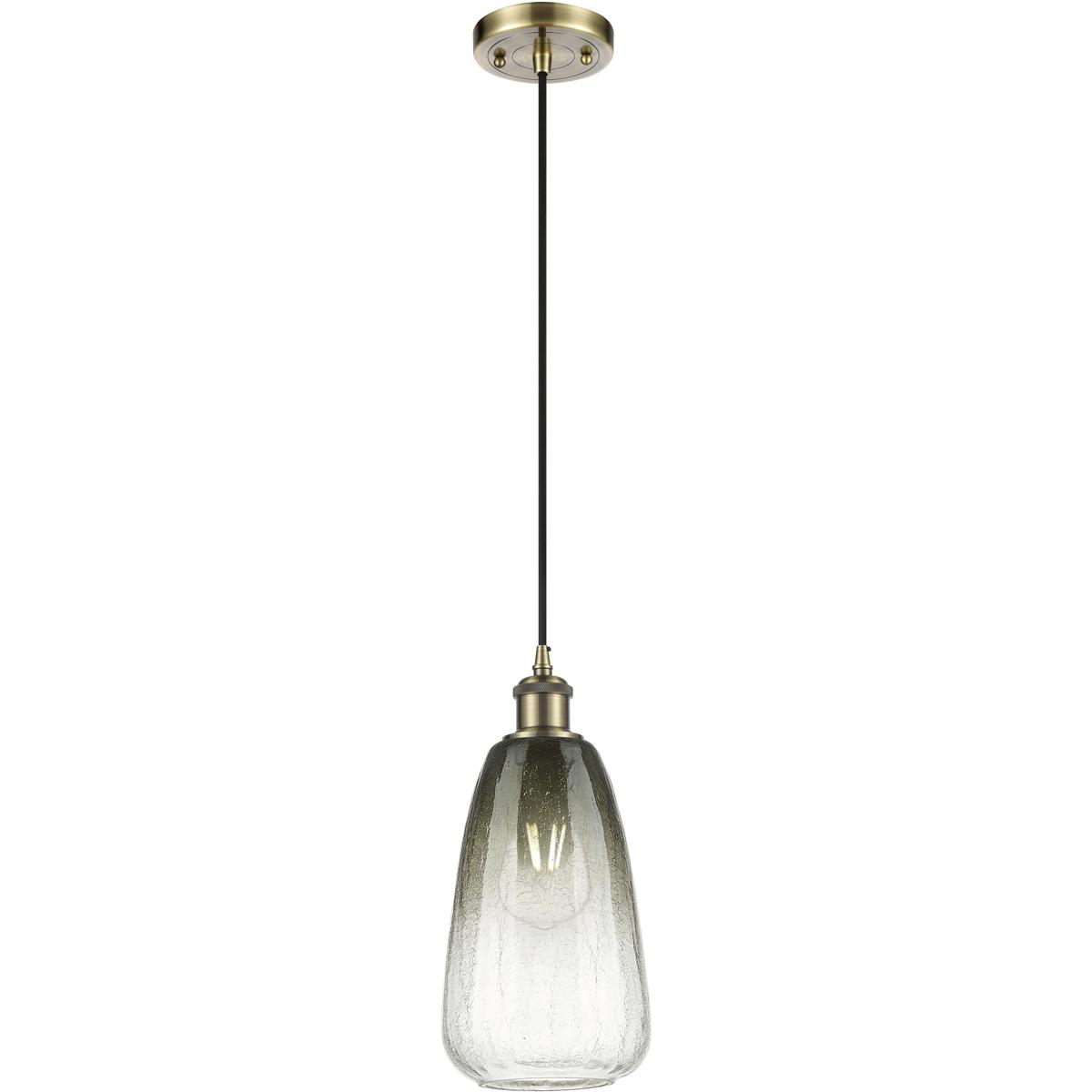 Innovations Lighting 516-1P-AB-G480-6SL Ballston Brookhaven Almond 1 Light 6 inch Antique Brass Mini Pendant Ceiling Light in Slate Glass