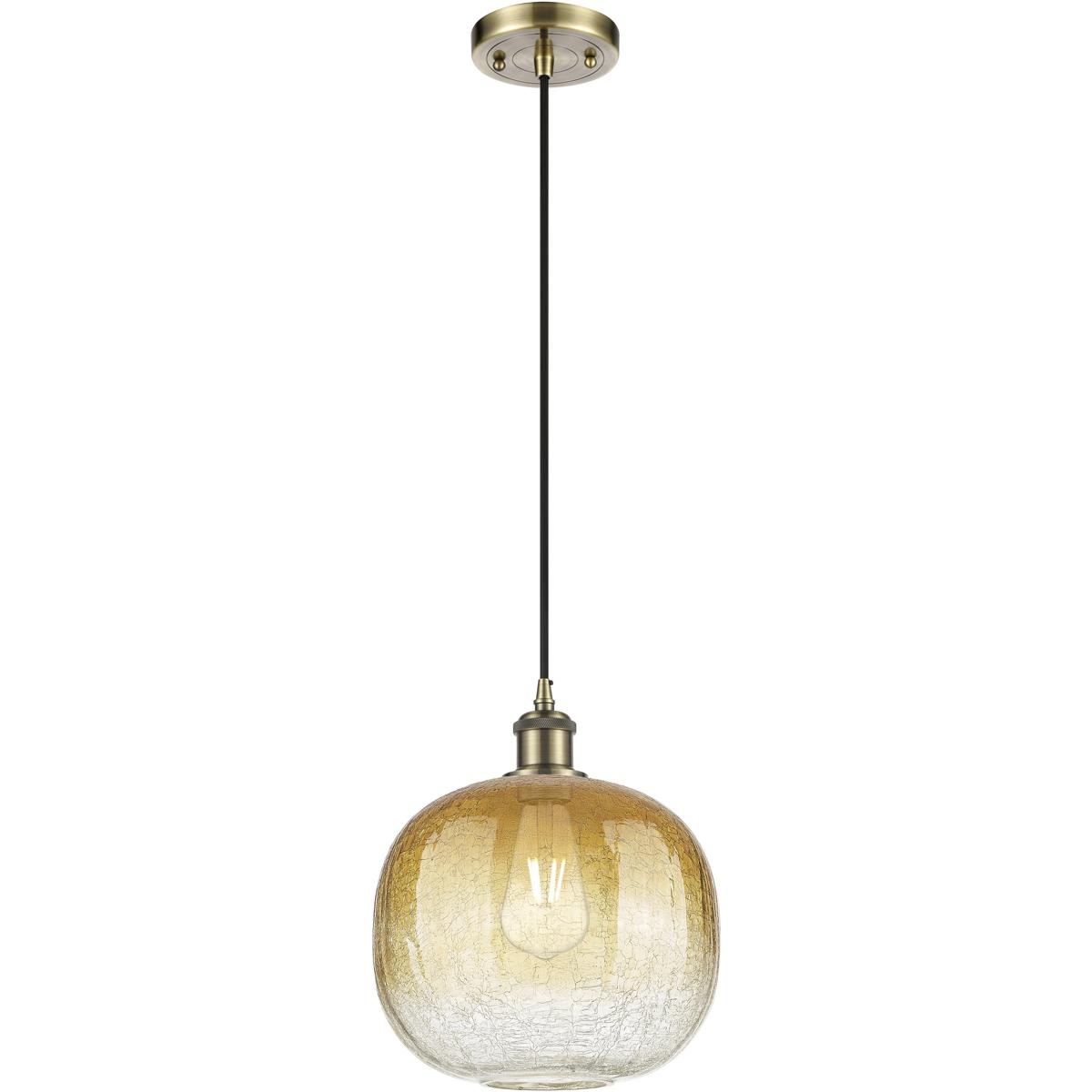 Innovations Lighting 516-1P-AB-G481-10AM Ballston Brookhaven Sphere 1 Light 10.5 inch Antique Brass Mini Pendant Ceiling Light in Amber Glass
