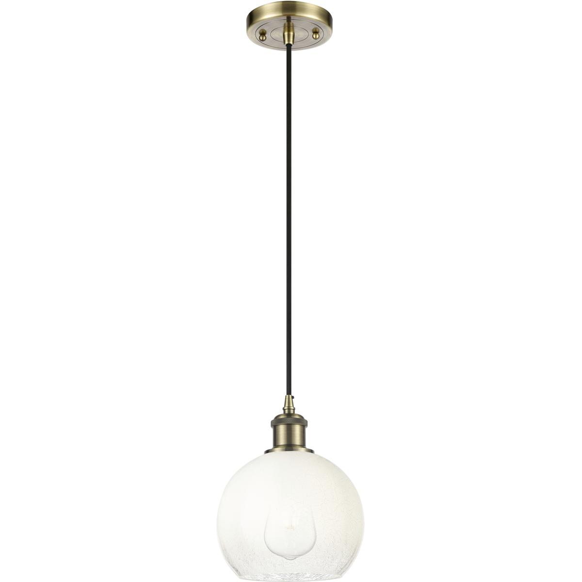 Innovations Lighting 516-1P-AB-G483-8OP Ballston Brookhaven Globe 1 Light 7.88 inch Antique Brass Mini Pendant Ceiling Light in Opal Glass