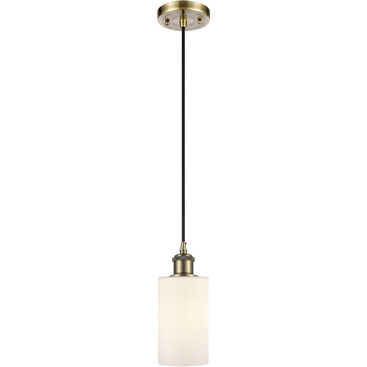 Innovations Lighting 516-1P-AB-G801 Ballston Clymer 1 Light 4 inch Antique Brass Mini Pendant Ceiling Light in Incandescent, Matte White Glass, Ballst