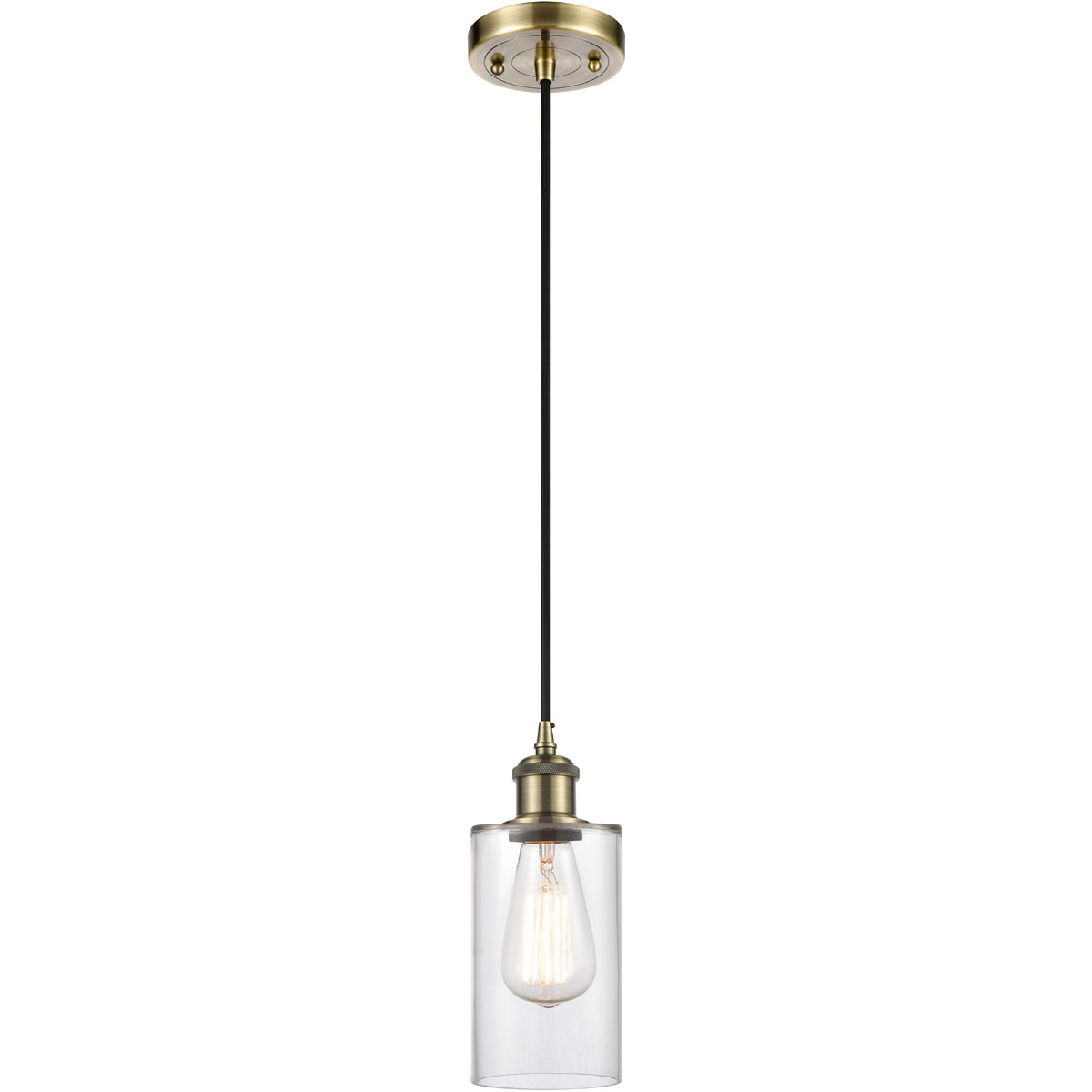 Innovations Lighting 516-1P-AB-G802 Ballston Clymer 1 Light 4 inch Antique Brass Mini Pendant Ceiling Light in Incandescent, Clear Glass, Ballston