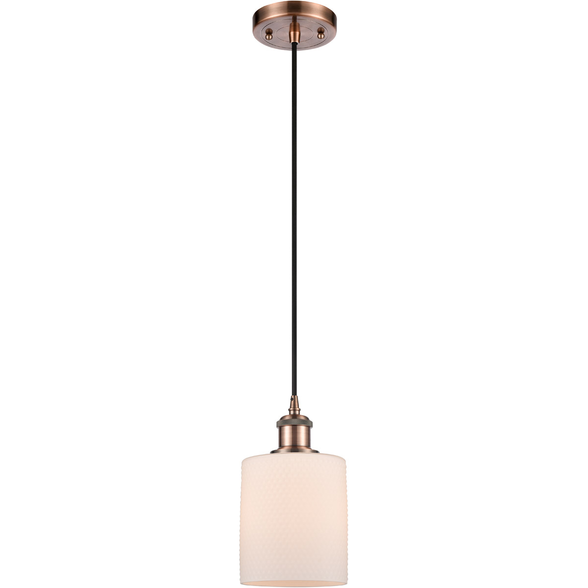 Innovations Lighting 516-1P-AC-G111 Ballston Cobbleskill 1 Light 5 inch Antique Copper Mini Pendant Ceiling Light in Matte White Glass, Ballston