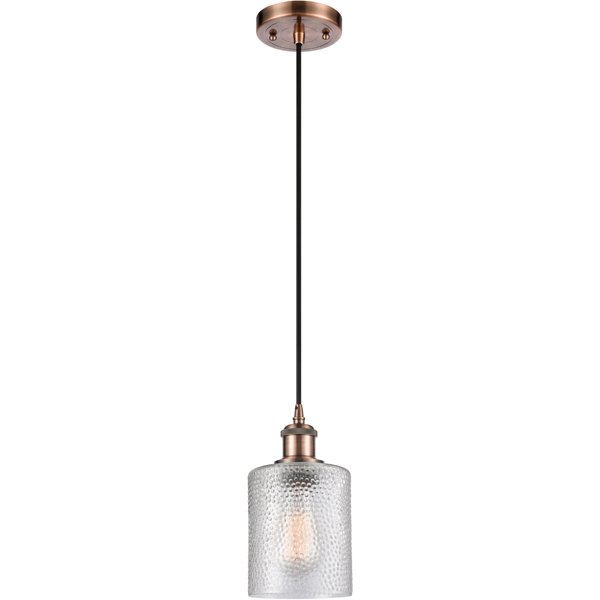 Innovations Lighting 516-1P-AC-G112 Ballston Cobbleskill 1 Light 5 inch Antique Copper Mini Pendant Ceiling Light in Clear Glass, Ballston