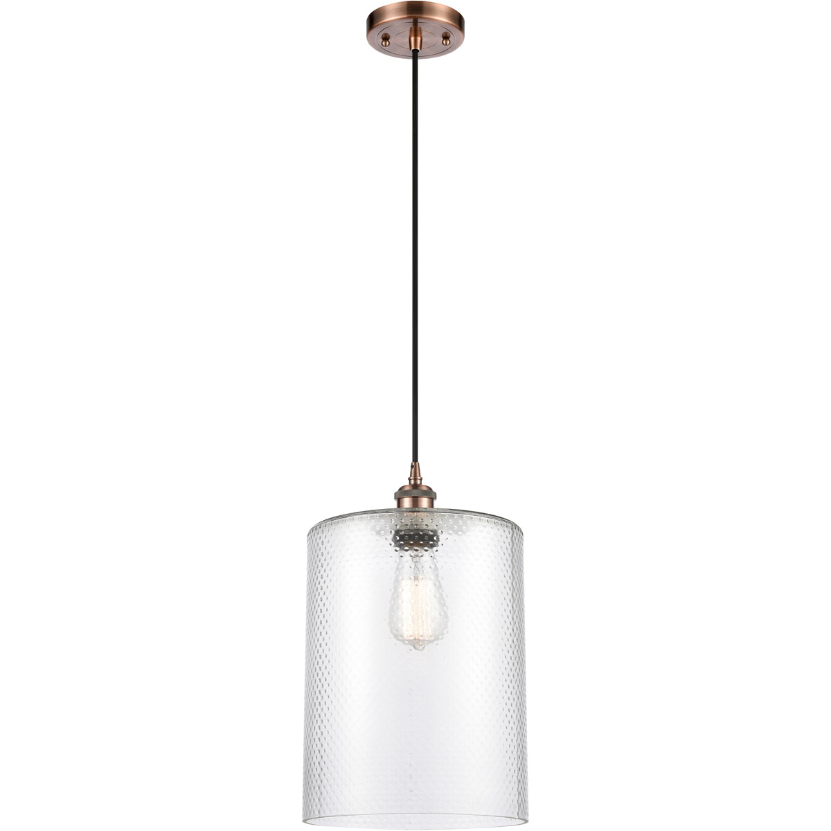 Innovations Lighting 516-1P-AC-G112-L Ballston Large Cobbleskill 1 Light 9 inch Antique Copper Mini Pendant Ceiling Light in Clear Glass, Ballston