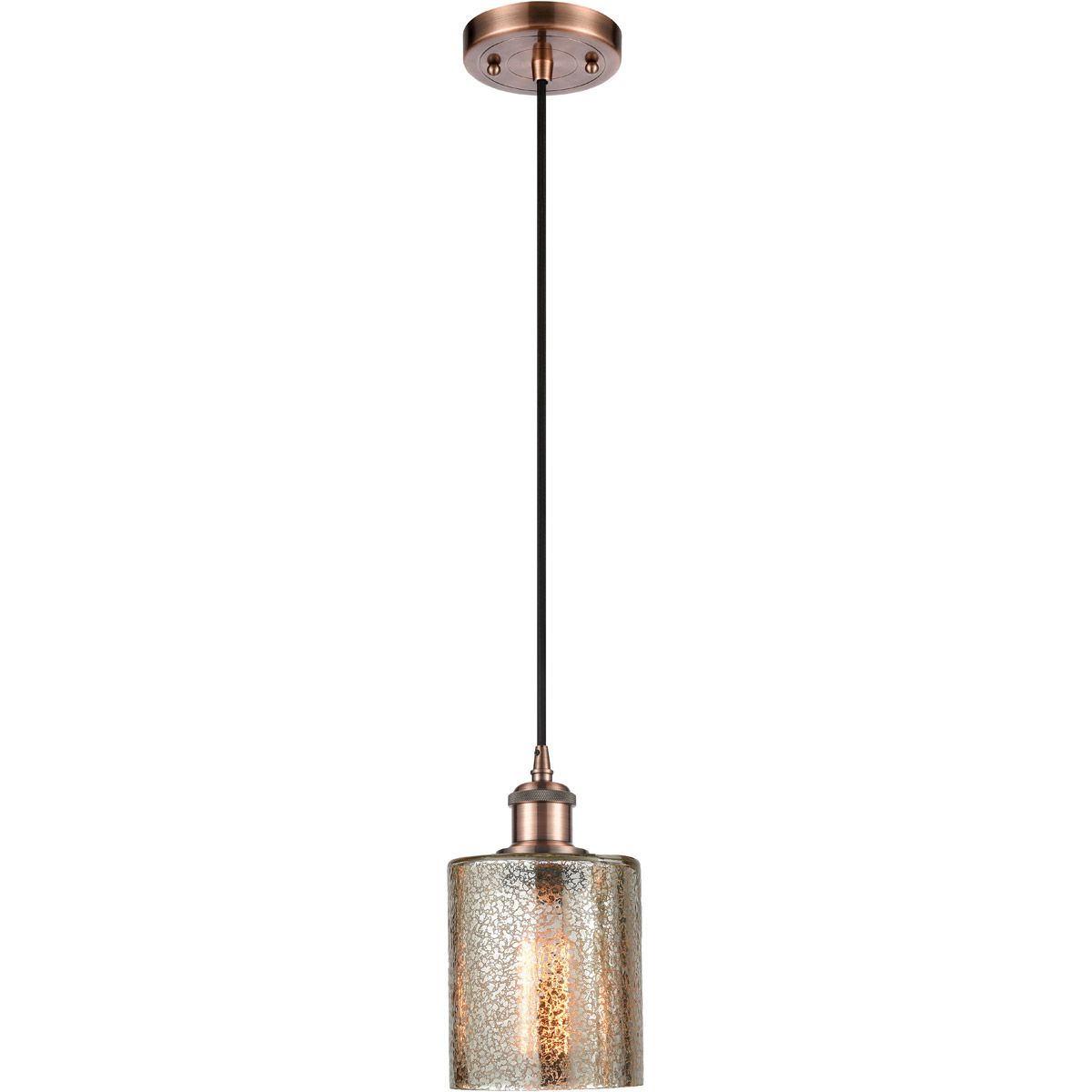 Innovations Lighting 516-1P-AC-G116 Ballston Cobbleskill 1 Light 5 inch Antique Copper Mini Pendant Ceiling Light in Mercury Glass, Ballston