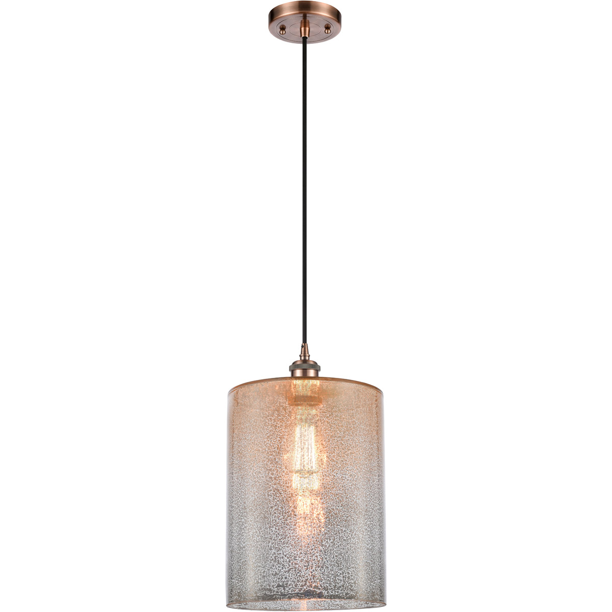 Innovations Lighting 516-1P-AC-G116-L Ballston Large Cobbleskill 1 Light 9 inch Antique Copper Mini Pendant Ceiling Light in Mercury Glass, Ballston