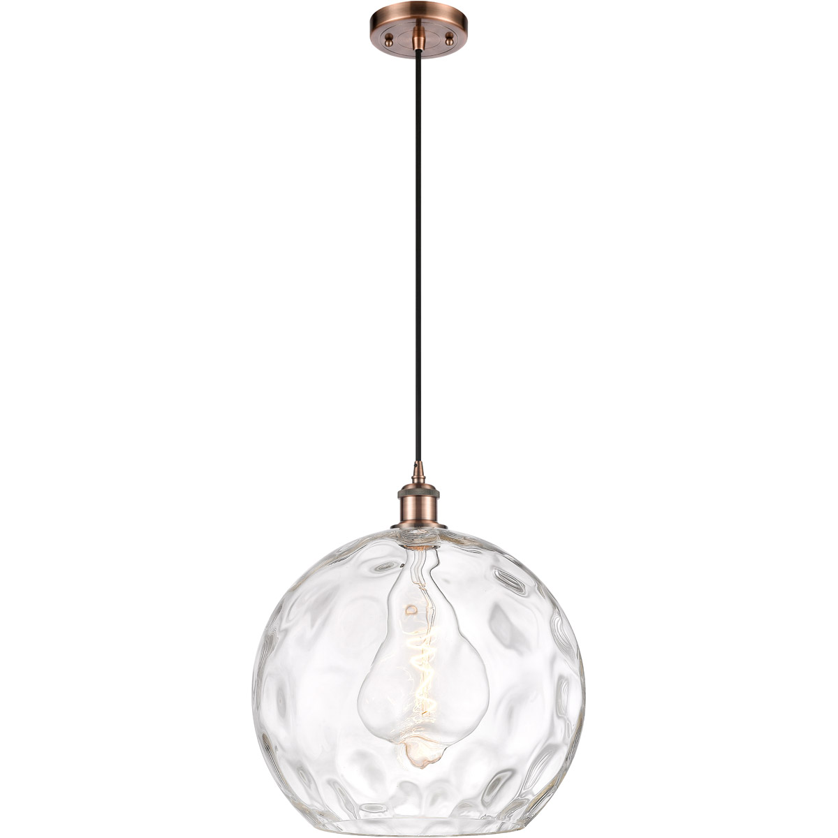 Innovations Lighting 516-1P-AC-G1215-14-LED Ballston Athens Water Glass LED 13.75 inch Antique Copper Pendant Ceiling Light