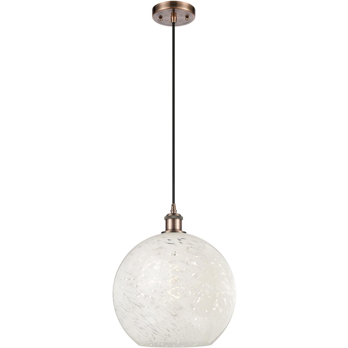 Innovations Lighting 516-1P-AC-G1216-12WM Ballston White Mouchette 1 Light 12 inch Antique Copper Cord Hung Pendant Ceiling Light