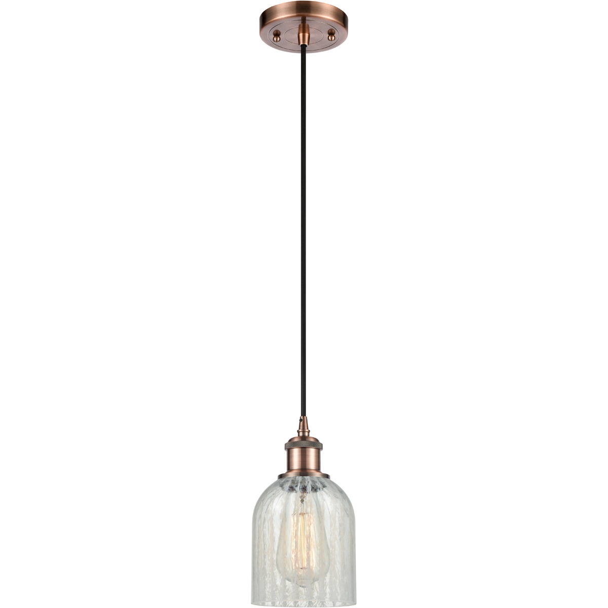 Innovations Lighting 516-1P-AC-G2511 Ballston Caledonia 1 Light 5 inch Antique Copper Mini Pendant Ceiling Light in Mouchette Glass, Ballston