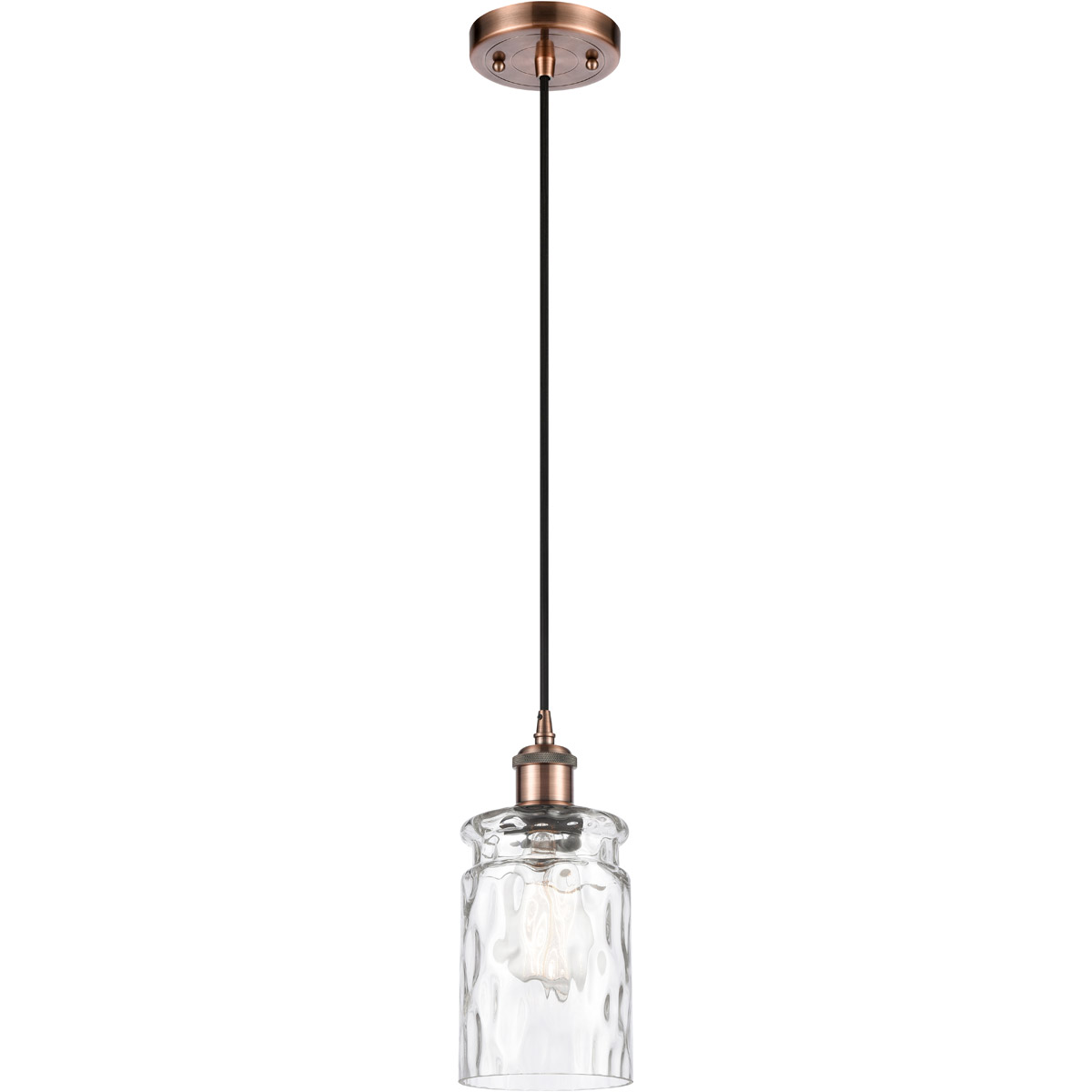 Innovations Lighting 516-1P-AC-G352 Ballston Candor 1 Light 5 inch Antique Copper Mini Pendant Ceiling Light in Clear Waterglass, Ballston