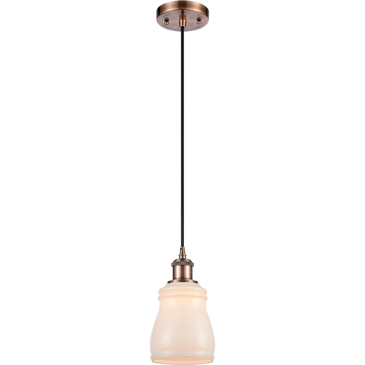 Innovations Lighting 516-1P-AC-G391 Ballston Ellery 1 Light 5 inch Antique Copper Mini Pendant Ceiling Light in White Glass, Ballston