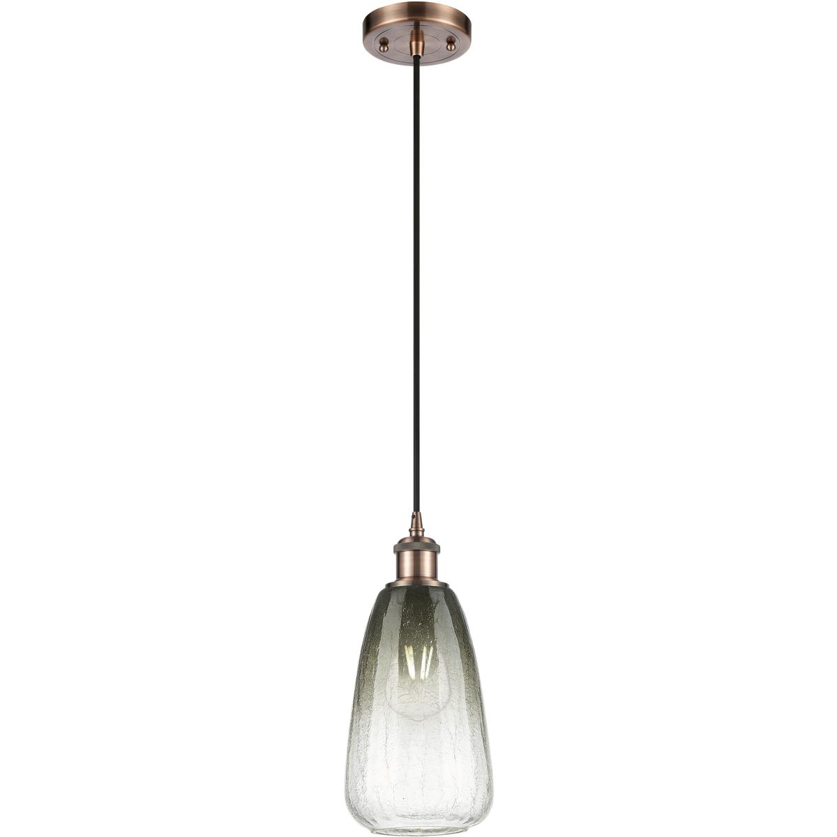 Innovations Lighting 516-1P-AC-G480-6SL Ballston Brookhaven Almond 1 Light 6 inch Antique Copper Mini Pendant Ceiling Light in Slate Glass