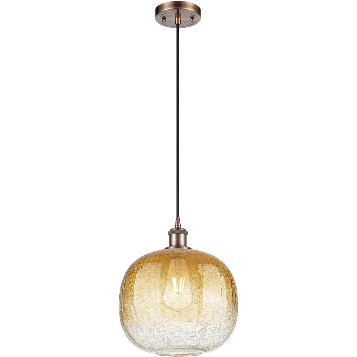 Innovations Lighting 516-1P-AC-G481-10AM Ballston Brookhaven Sphere 1 Light 10.5 inch Antique Copper Mini Pendant Ceiling Light in Amber Glass