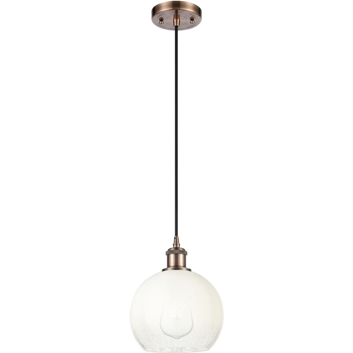 Innovations Lighting 516-1P-AC-G483-8OP Ballston Brookhaven Globe 1 Light 7.88 inch Antique Copper Mini Pendant Ceiling Light in Opal Glass