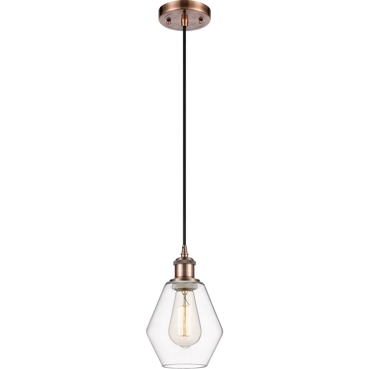 Innovations Lighting 516-1P-AC-G652-6-LED Ballston Cindyrella LED 6 inch Antique Copper Mini Pendant Ceiling Light