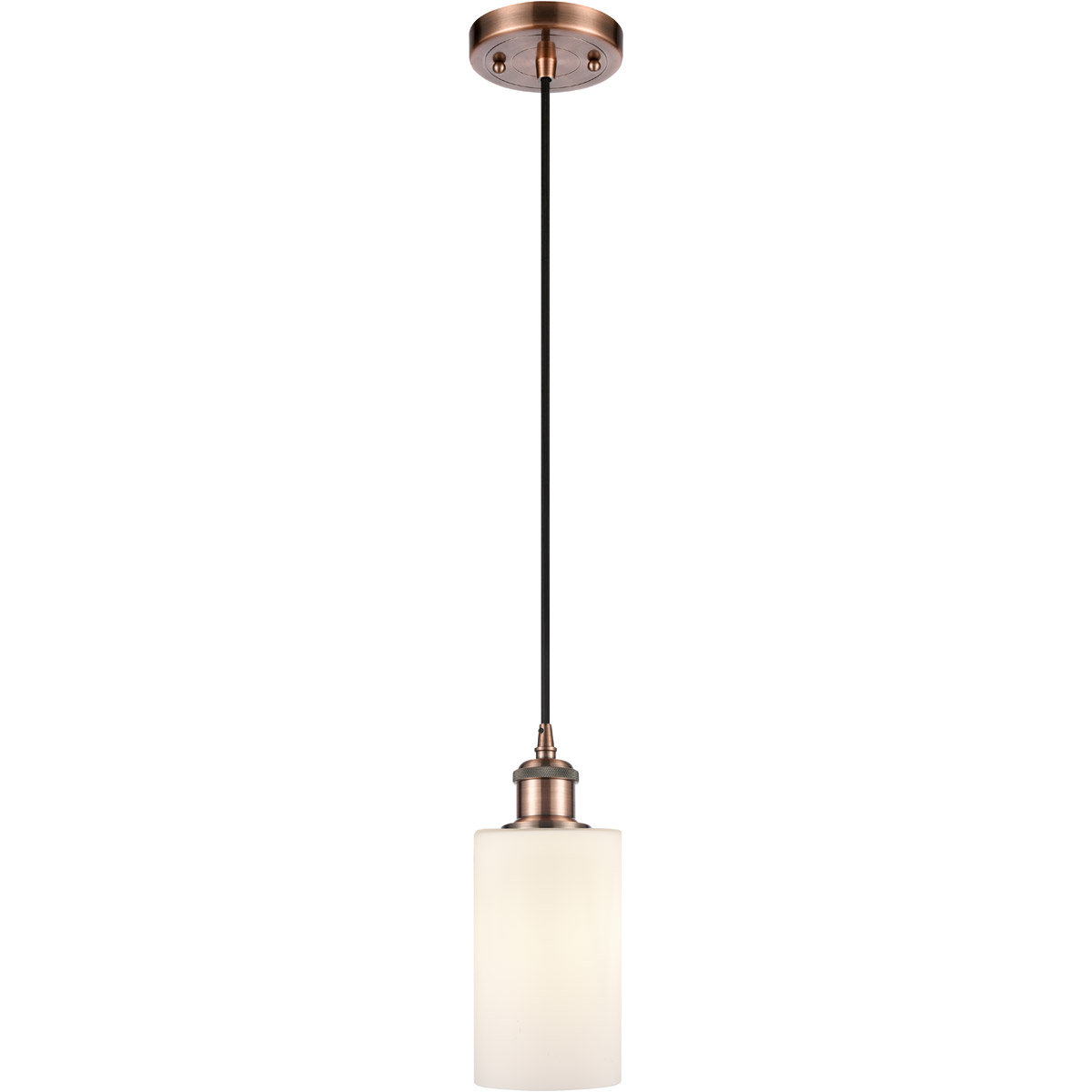 Innovations Lighting 516-1P-AC-G801 Ballston Clymer 1 Light 4 inch Antique Copper Mini Pendant Ceiling Light in Matte White Glass, Ballston