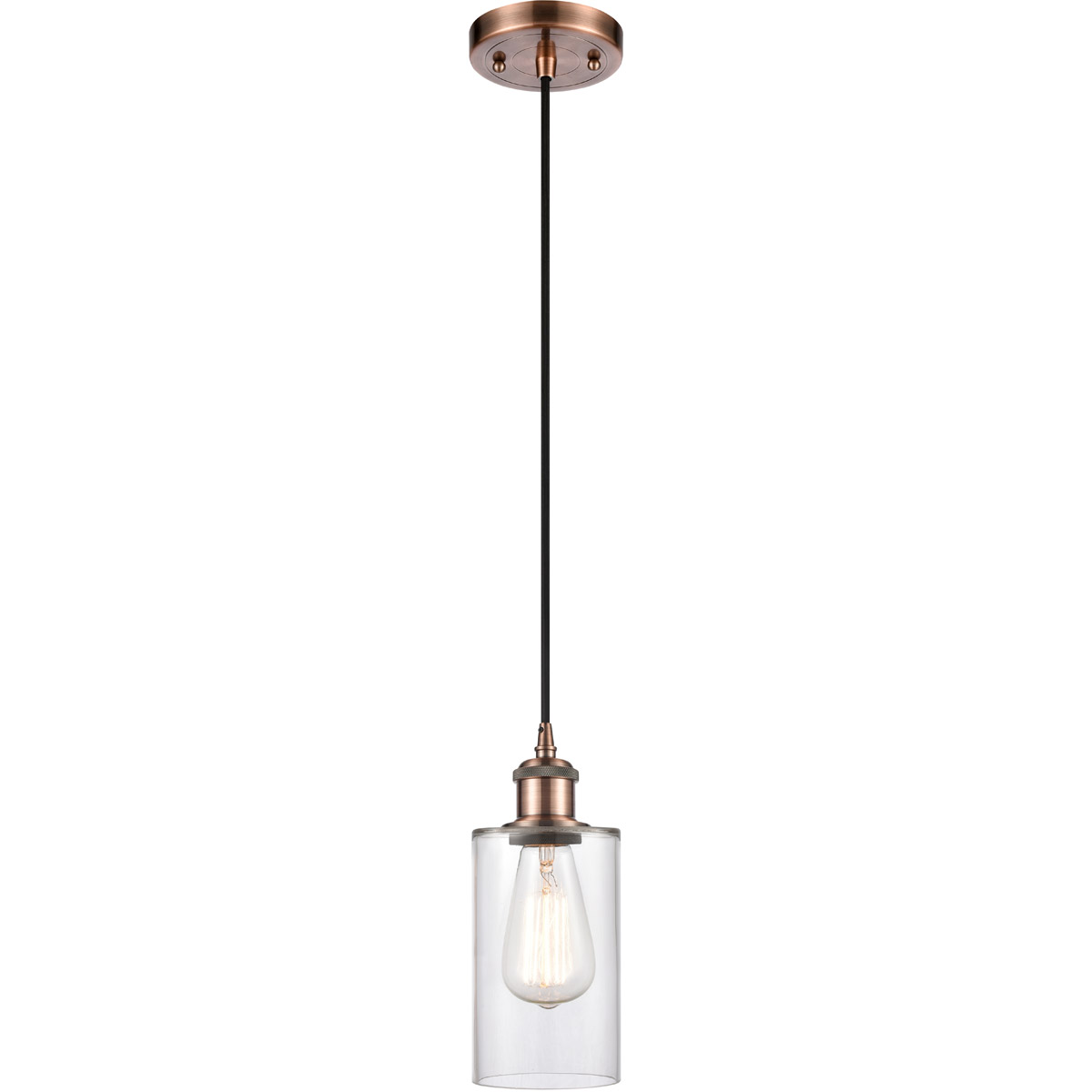 Innovations Lighting 516-1P-AC-G802 Ballston Clymer 1 Light 4 inch Antique Copper Mini Pendant Ceiling Light in Clear Glass, Ballston