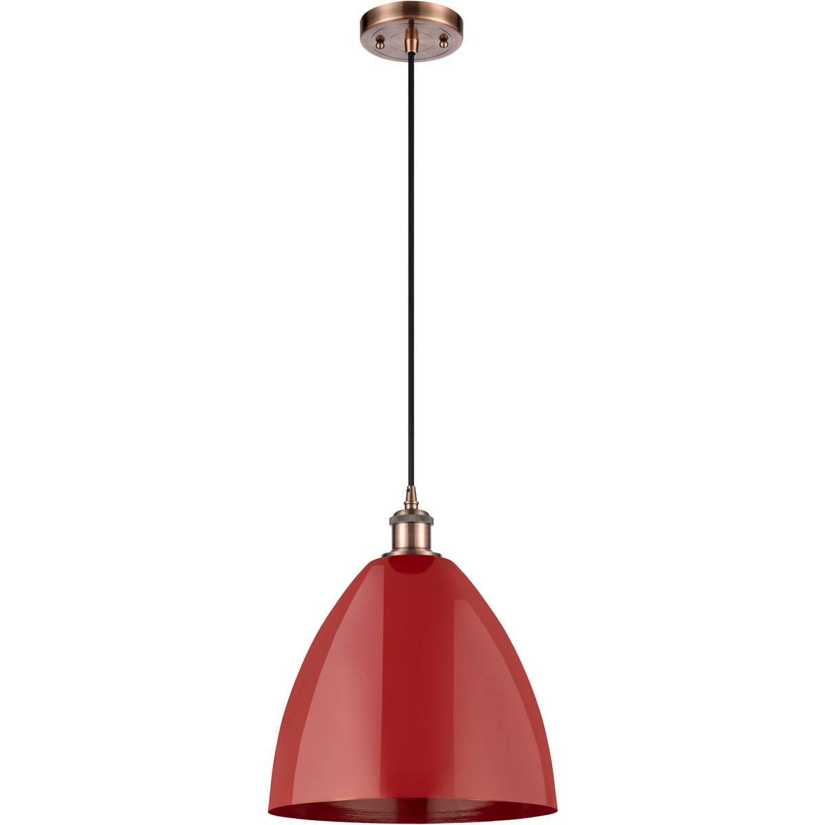 Innovations Lighting 516-1P-AC-MBD-12-RD Ballston Plymouth Dome 1 Light 12 inch Antique Copper Mini Pendant Ceiling Light in Matte Red