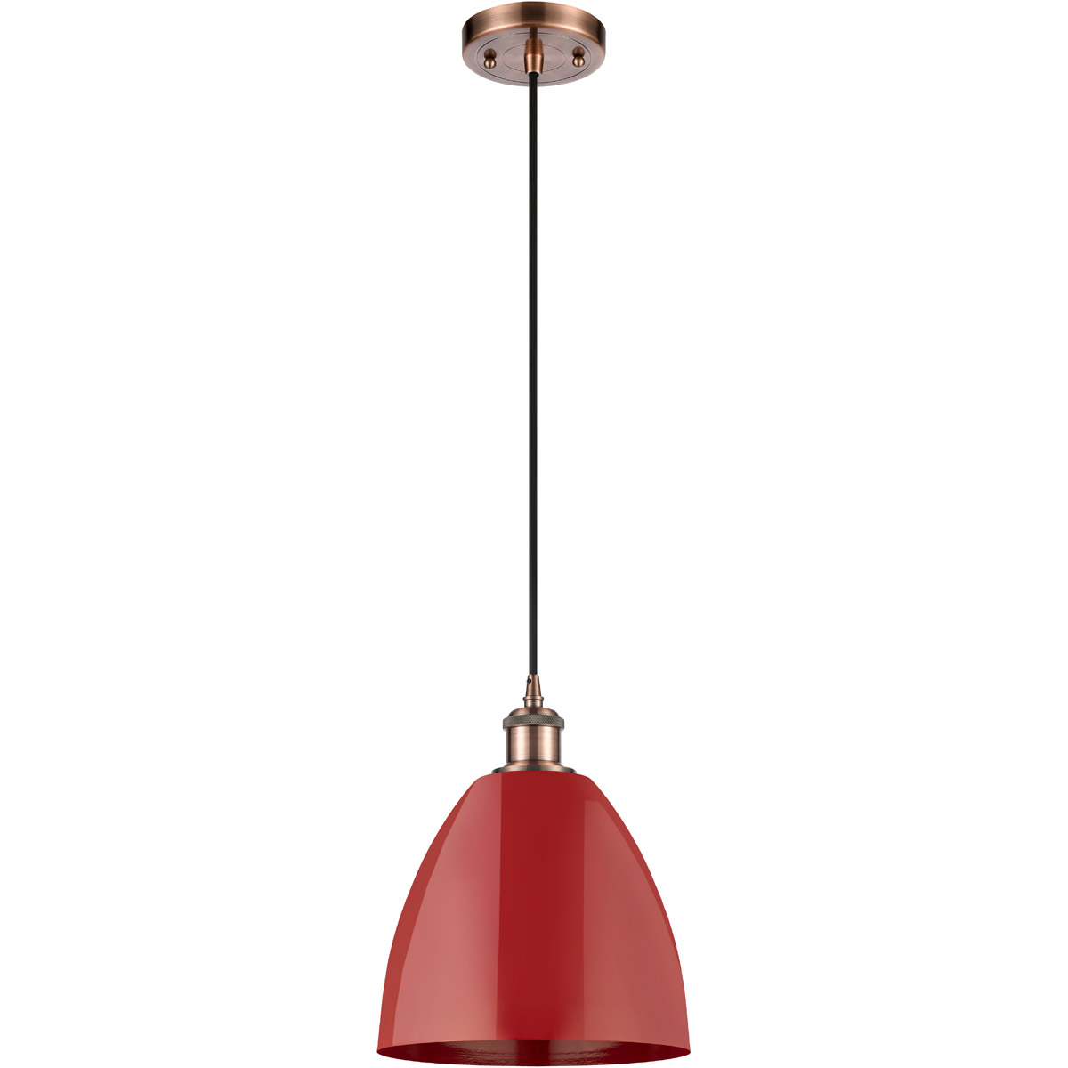 Innovations Lighting 516-1P-AC-MBD-9-RD Ballston Plymouth Dome 1 Light 9 inch Antique Copper Mini Pendant Ceiling Light in Matte Red